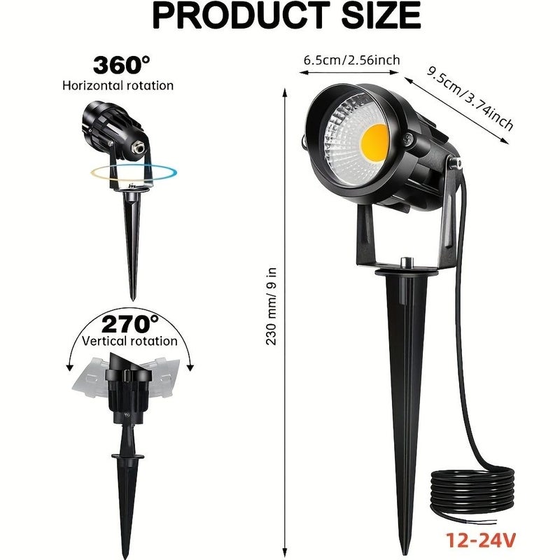 4Pc Cold White Low Voltage LED Landscape Spot Lights 6W 12V 24V IP66 Outdoor Garden Wall Tree - Image 3