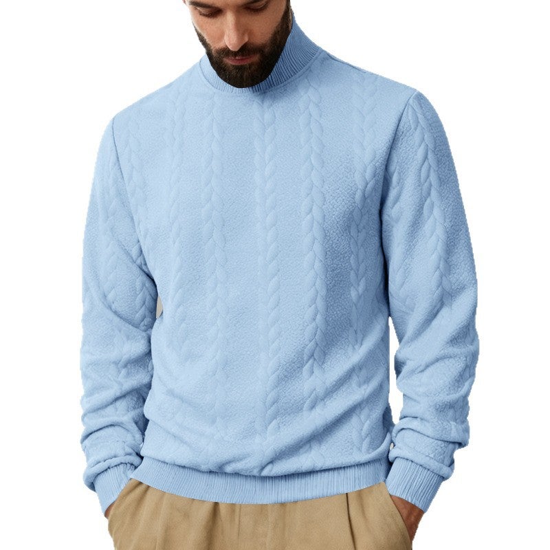 Men's Heavyweight Knitted Cable-Knit High Neck Pullover Sweatshirt - Image 5