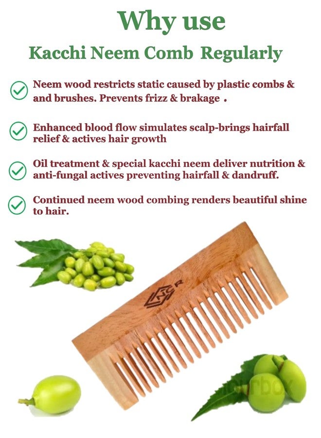 NCR "NCR" Organic Kacchi Neem Wooden Comb (Hero&Sampu) Single Teeth Use slow, gentle strokes to avoid hair damage and scalp irritation. - Image 3