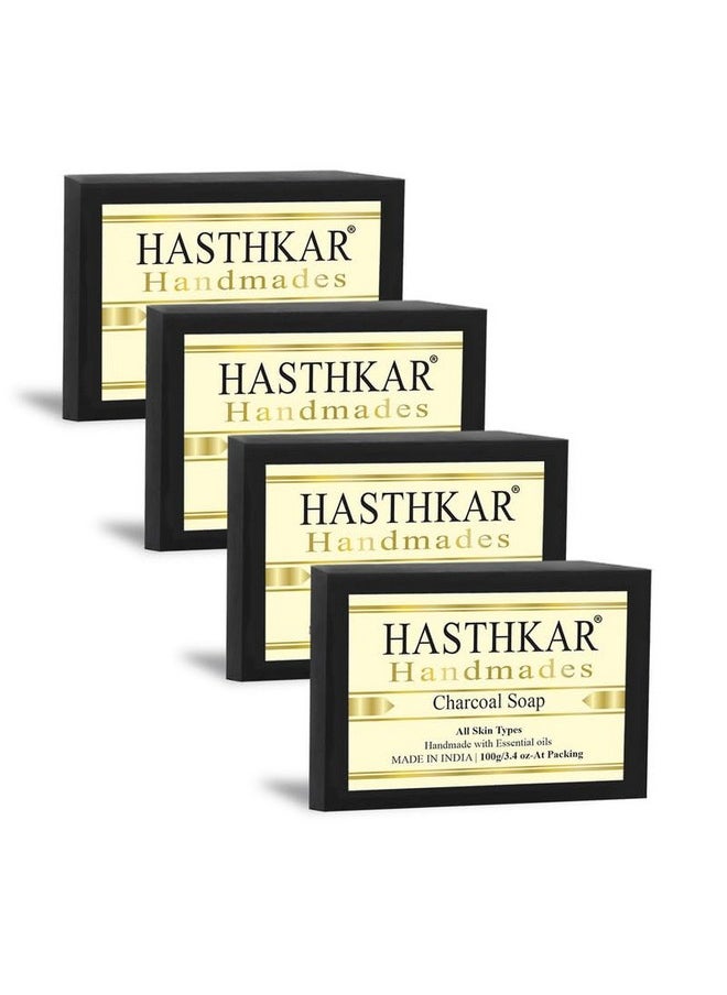 byPurenaturals - Hasthkar Handmades Glycerine Charcoal Soap Bathing Bar For Men & Women 100 Gm (Pack Of 4) - Image 1