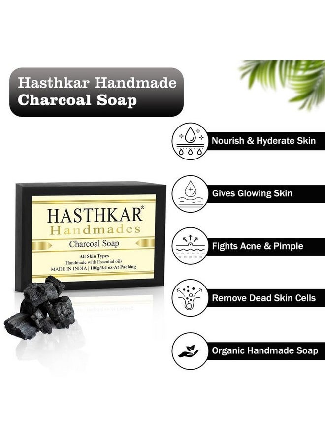 byPurenaturals - Hasthkar Handmades Glycerine Charcoal Soap Bathing Bar For Men & Women 100 Gm (Pack Of 4) - Image 1