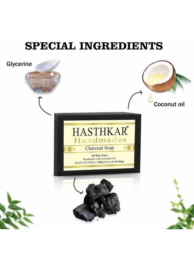 byPurenaturals - Hasthkar Handmades Glycerine Charcoal Soap Bathing Bar For Men & Women 100 Gm (Pack Of 4) - Image 1