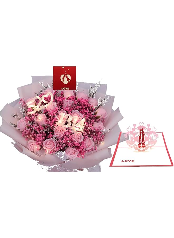 إيروريكس قطعتان من بطاقات رسائل الزهور كهدية عيد الحب، وبطاقة الذكرى السنوية، وبطاقة الذكرى السنوية، وبطاقة عيد الحب ثلاثية الأبعاد المنبثقة للزوجين، وهدية الذكرى السنوية للزفاف للزوجة - Image 2