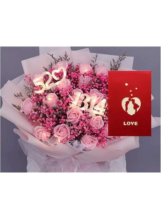 إيروريكس قطعتان من بطاقات رسائل الزهور كهدية عيد الحب، وبطاقة الذكرى السنوية، وبطاقة الذكرى السنوية، وبطاقة عيد الحب ثلاثية الأبعاد المنبثقة للزوجين، وهدية الذكرى السنوية للزفاف للزوجة - Image 3