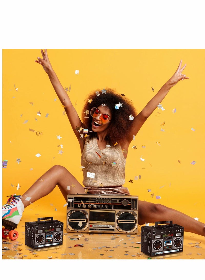 Excefore صناديق هدايا حفلات الثمانينات، زينة راديو قديم بوم تسعينات، لوازم هيب هوب، مركز طاولة لعيد ميلاد موسيقى 1980 - Image 2