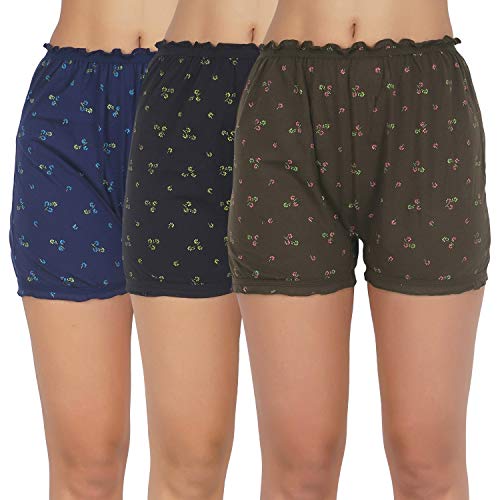 BLAZON Women Cotton Hosiery Bloomer Panties (Pack of 3 7003 FLORID_1_Dark_03_85_Black, Brown, Navy Blue_M) - Image 1