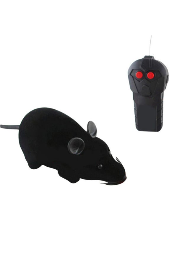 Remote Control Simulation Mouse Electric Spoof Trick Animal Model Children's Toys Funny Cat Pet Supplies-Color:Large Total Length 28cm Two-way Pouch Mouse-Black - Image 1