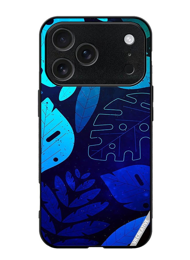 VR CREATIVE Protective Case Cover For Apple iPhone 17 Pro Max Blue Tropical Leaves Design Multicolour