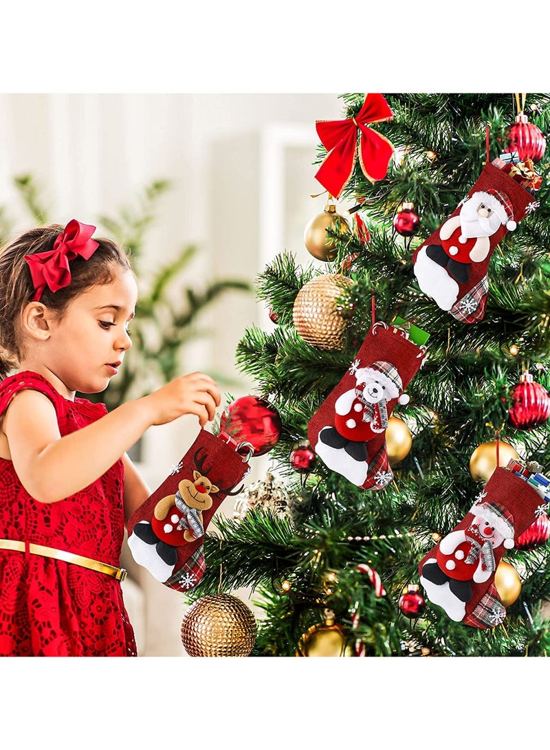 تابيت 4 قطع من جوارب الكريسماس، جوارب الكريسماس بالجملة، زينة سانتا كلوز ورنة البطريق وجوارب عائلية وزينة شجرة الكريسماس وحقائب هدايا لحفلات العطلات العائلية وديكور المنزل - Image 3