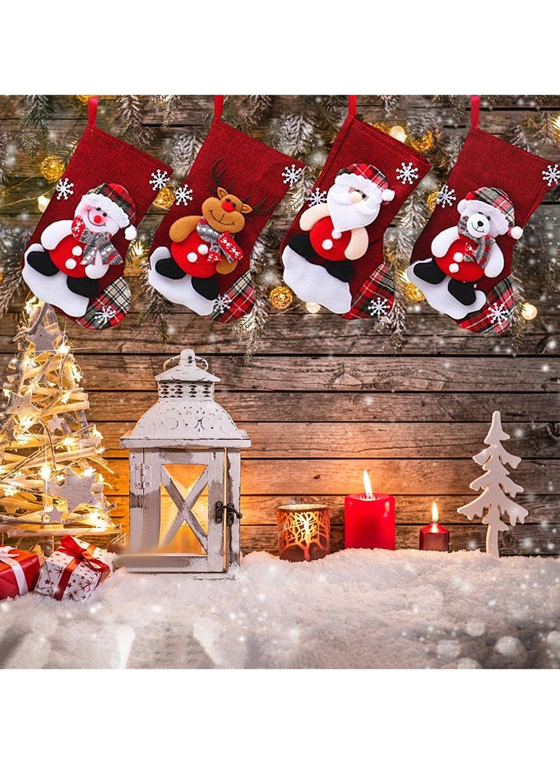 تابيت 4 قطع من جوارب الكريسماس، جوارب الكريسماس بالجملة، زينة سانتا كلوز ورنة البطريق وجوارب عائلية وزينة شجرة الكريسماس وحقائب هدايا لحفلات العطلات العائلية وديكور المنزل - Image 2