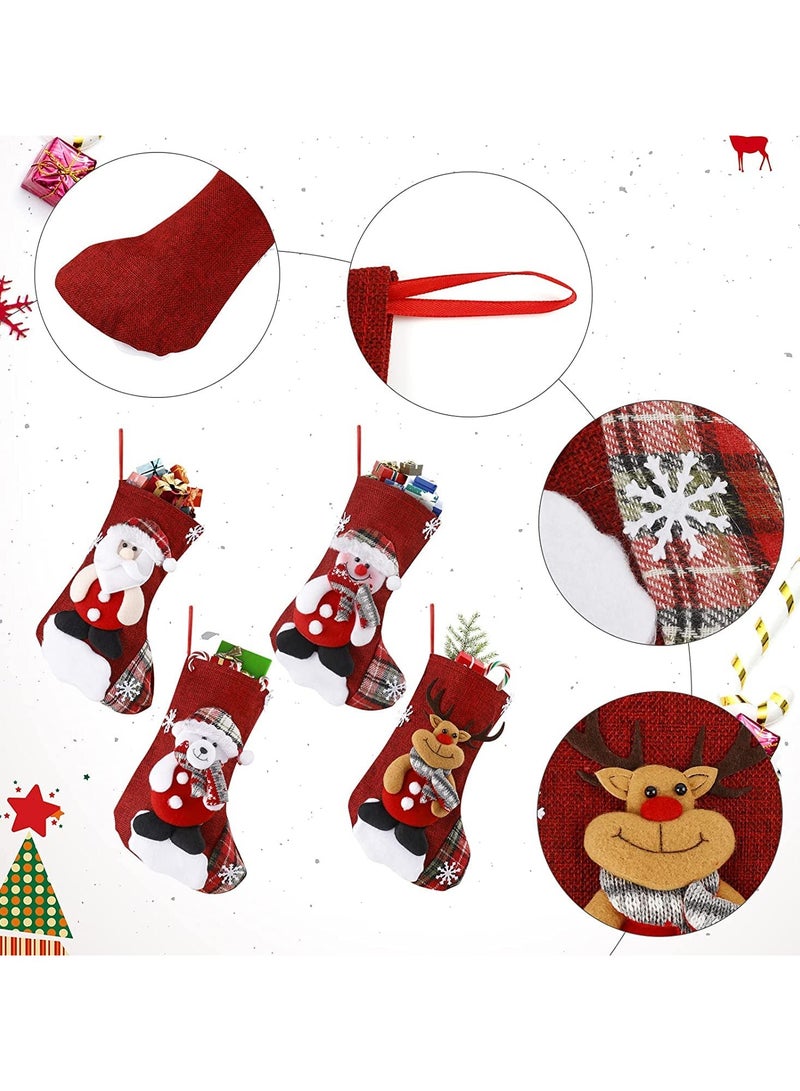 تابيت 4 قطع من جوارب الكريسماس، جوارب الكريسماس بالجملة، زينة سانتا كلوز ورنة البطريق وجوارب عائلية وزينة شجرة الكريسماس وحقائب هدايا لحفلات العطلات العائلية وديكور المنزل - Image 4