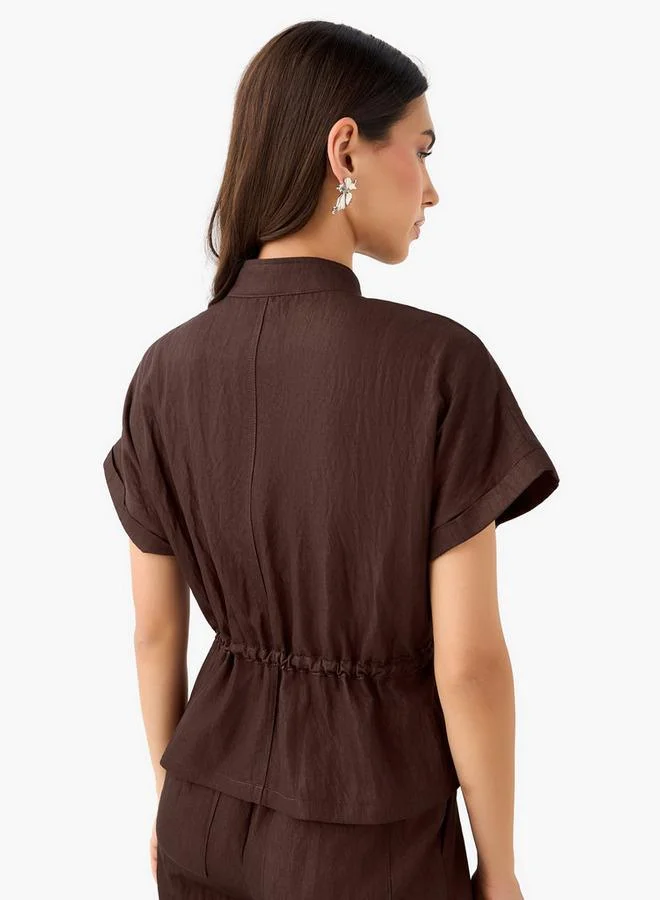 Splash FAV BROWN Drawstring Shirt with Extended Sleeves for Women | Best Price UAE
