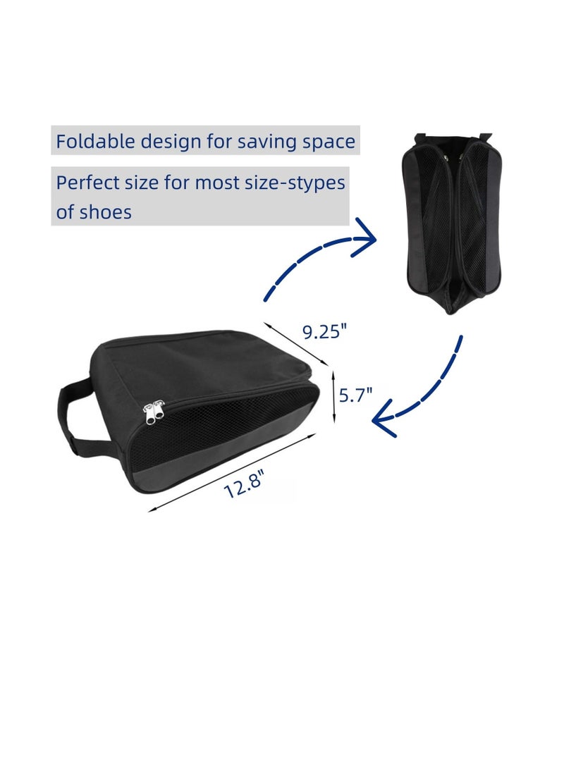 Y&D Outdoor Golf Shoe Bag, Zippered Carrier Bags, Breathable Sports for Men Women (Black) - Image 2