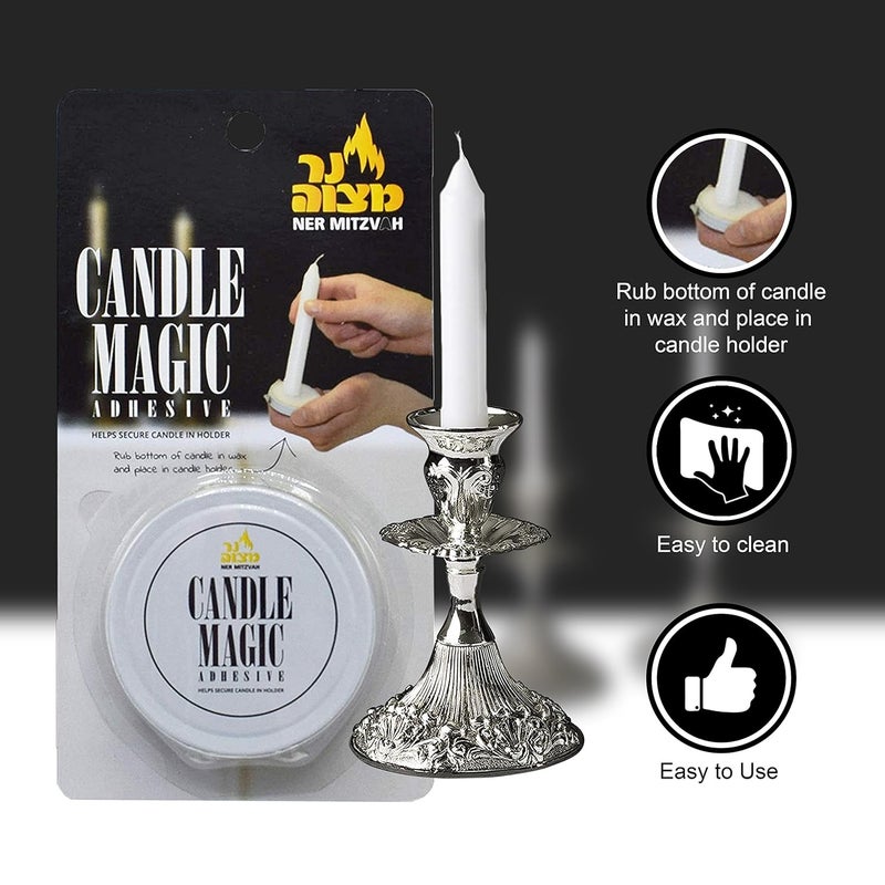 Ner Mitzvah Candle Magic Adhesive - Soft Wax Paste for Securing Candles in Holders - Image 2