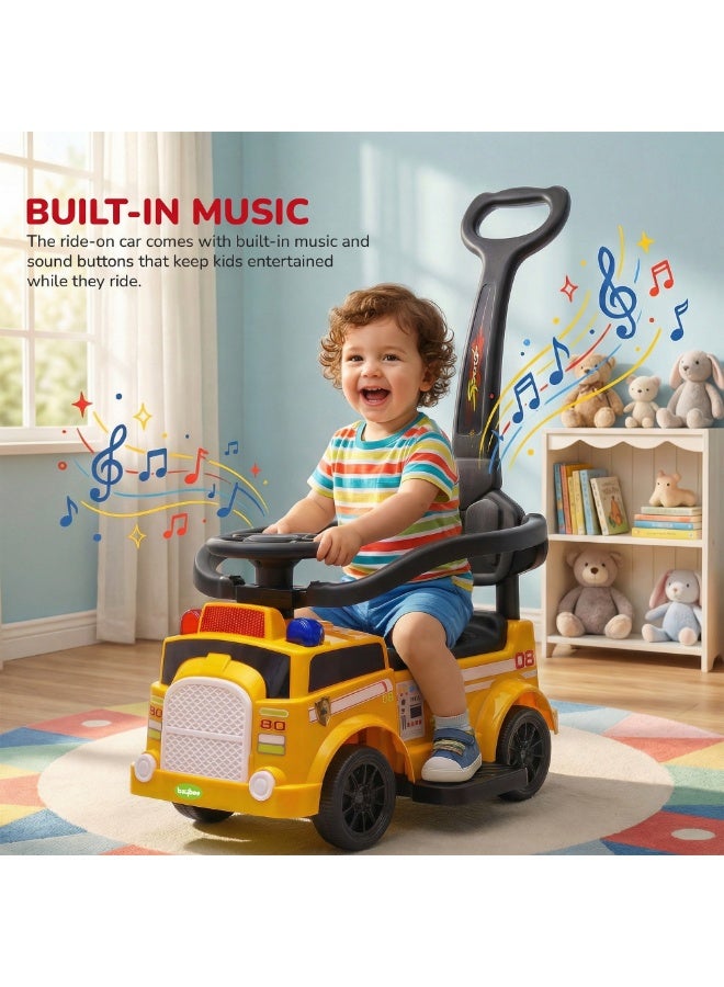 BAYBEE Rovel 2 in 1 Baby Ride on Car for Kid, Ride on Baby Car with Push handle, Lights, Music & Safety Bar | Ride on Toy Childrens Car for Kids| Baby Push Ride on Car for Kids 1-3 Years Boy Girl Yellow - Image 5