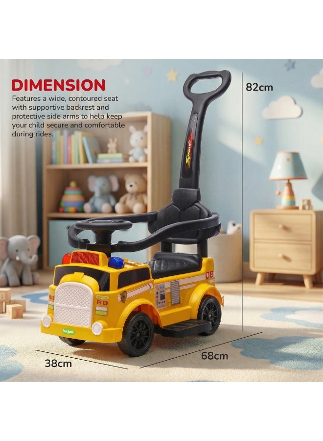 BAYBEE Rovel 2 in 1 Baby Ride on Car for Kid, Ride on Baby Car with Push handle, Lights, Music & Safety Bar | Ride on Toy Childrens Car for Kids| Baby Push Ride on Car for Kids 1-3 Years Boy Girl Yellow - Image 3