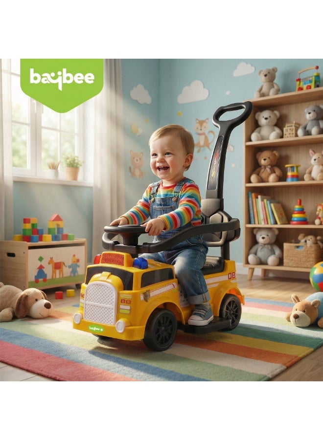 BAYBEE Rovel 2 in 1 Baby Ride on Car for Kid, Ride on Baby Car with Push handle, Lights, Music & Safety Bar | Ride on Toy Childrens Car for Kids| Baby Push Ride on Car for Kids 1-3 Years Boy Girl Yellow - Image 4