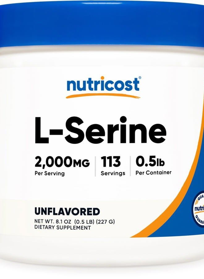 Nutricost L-Serine Powder, 113 Servings (.5LB) - 2,000 MG Per Serving - Non-GMO, Gluten Free - Image 1