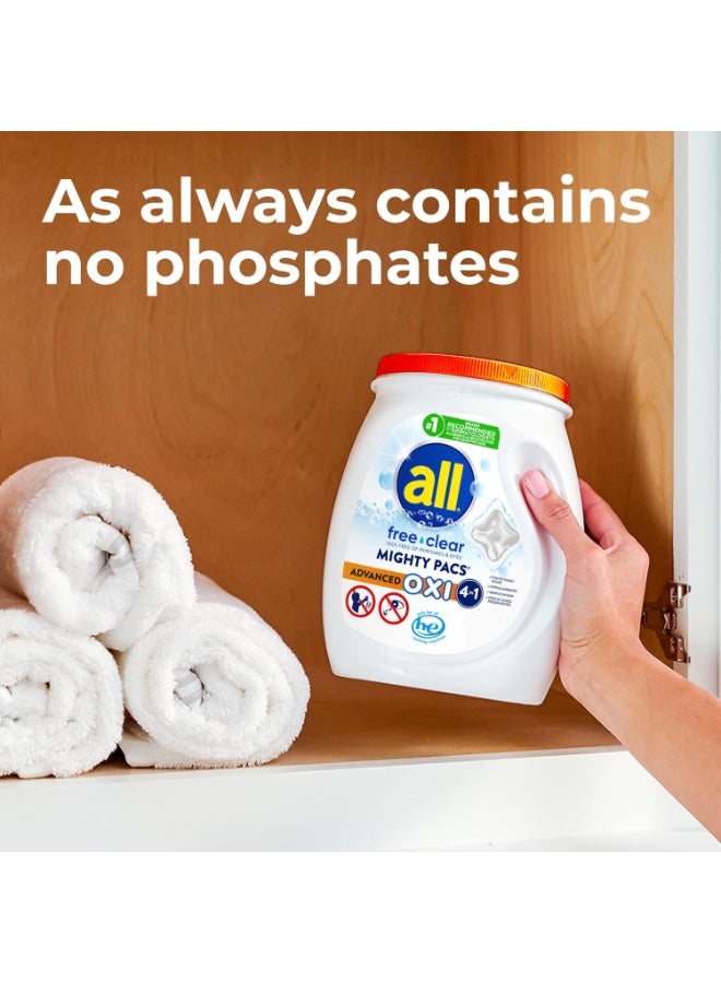 all Laundry Detergent Pacs, Mighty Pacs with OXI Stain Removers and Whiteners, Free Clear, Unscented and Dye Free, 56 Count - Image 5