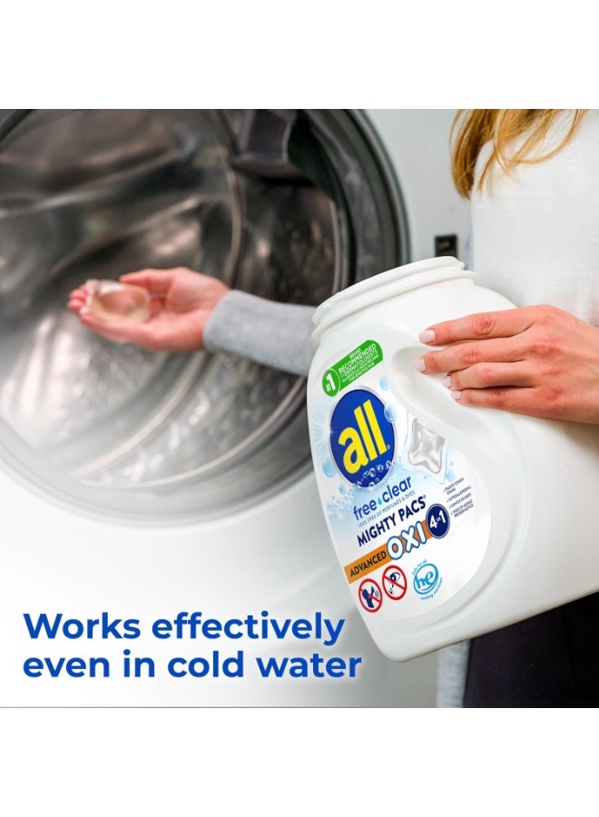 all Laundry Detergent Pacs, Mighty Pacs with OXI Stain Removers and Whiteners, Free Clear, Unscented and Dye Free, 56 Count - Image 3
