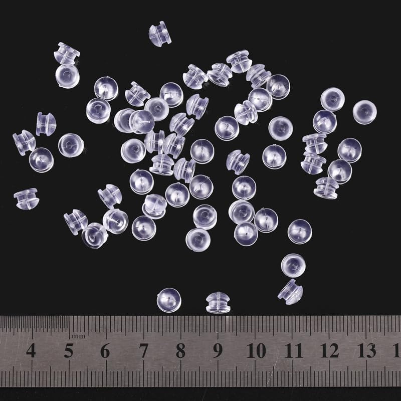 HZYH 100 قطعة أغطية أقراط سيليكون شفافة، مضادة للحساسية، مطاطية ناعمة لأقراط الأزرار والخطاف والأقراط الثقيلة، قطع غيار للأقراط - Image 4