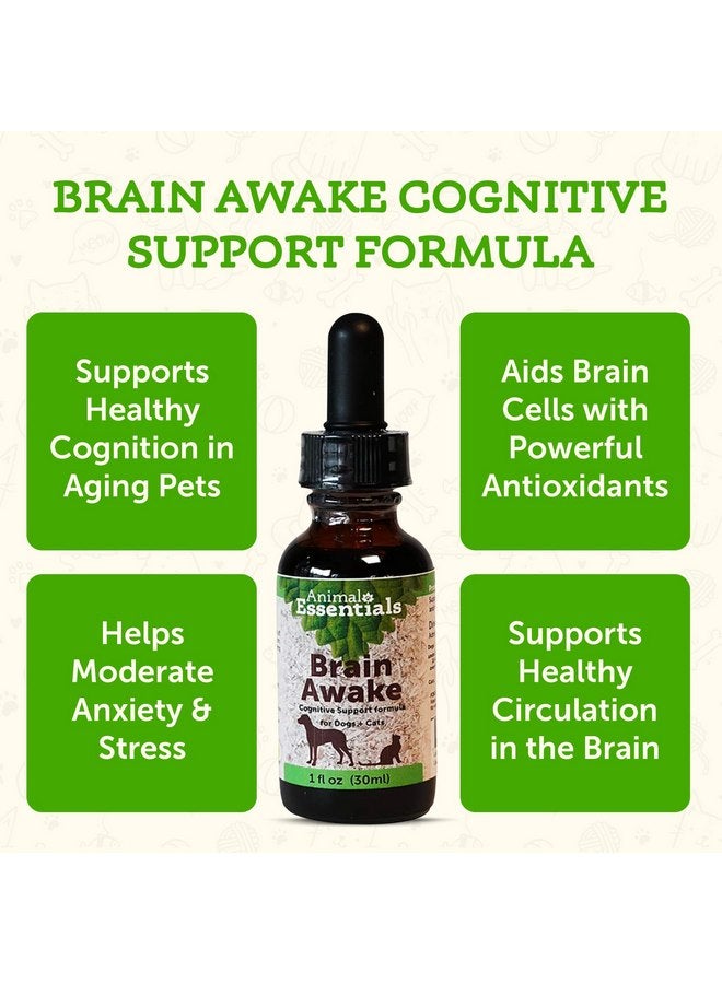 Animal Essentials Brain Awake for Dogs & Cats - Cognitive Support Supplement, Senior Support, Lion's Mane, Brain Health, Herbal Formula - 1 Fl Oz - Image 2