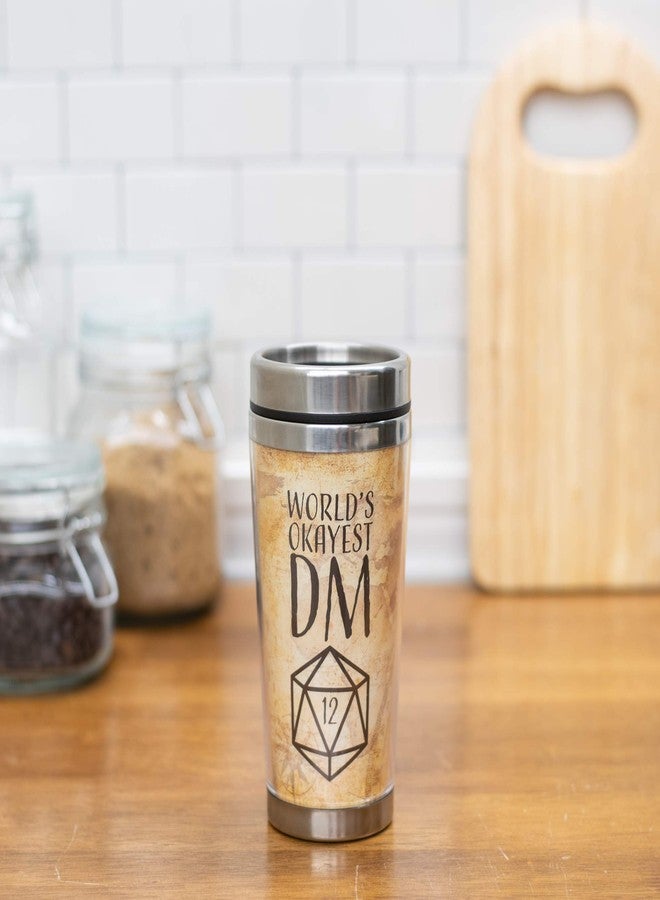 Elanze Designs World's Okayest DM Grey 16 ounce Stainless Steel Travel Tumbler Mug with Lid - Image 4