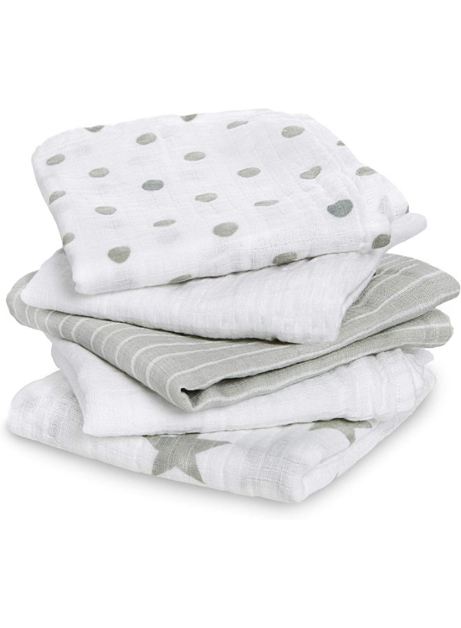 aden + anais Pack of 5Essentials Cotton Muslin Squares Dusty - Image 3