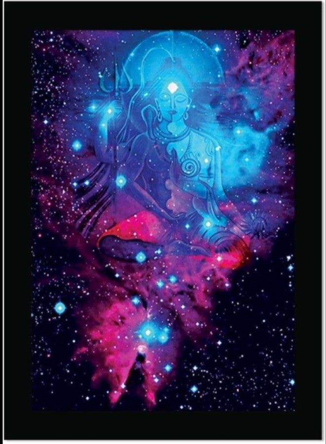 ARAkri - Lord Shiva Wall Frame - Shiv Shakti Framed Poster - Shiv Parvati photo - Lord Shiv Parvati Photo Frame (13.25 inch x 17.25 inch, Synthetic Frame) set of 1 - Image 1