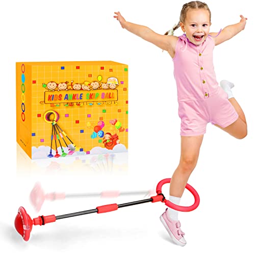 Chridark Ankle Skip Ball for Kids  Foldable Flash Wheel Skip Ball Outside Game Toys for Kids  Adults Gift for Boys  Girls Age 5 6 7 8 9 10 Years Old Red - Image 1