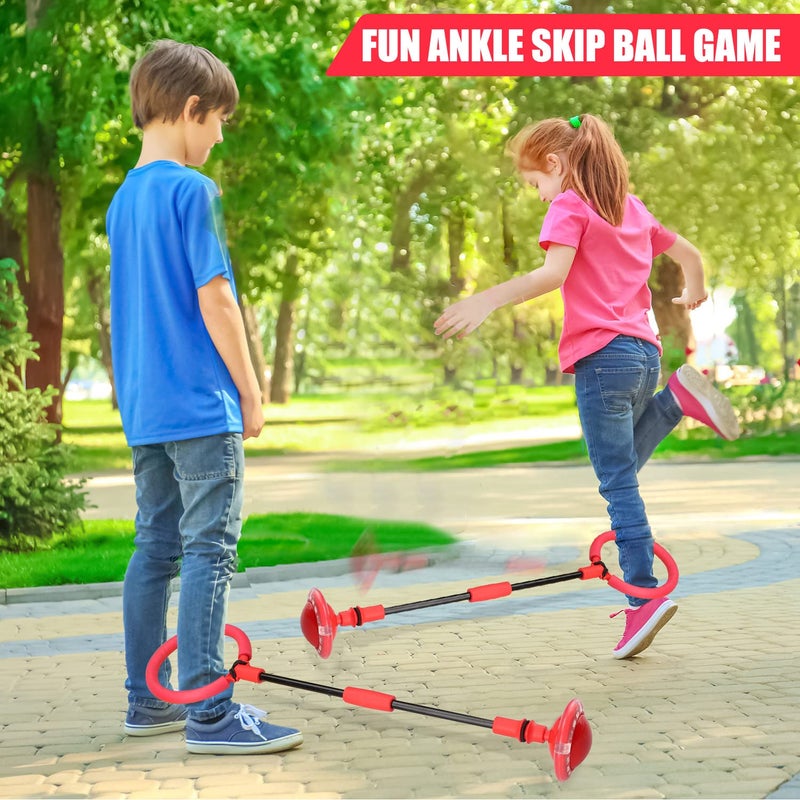 Chridark Ankle Skip Ball for Kids  Foldable Flash Wheel Skip Ball Outside Game Toys for Kids  Adults Gift for Boys  Girls Age 5 6 7 8 9 10 Years Old Red - Image 3