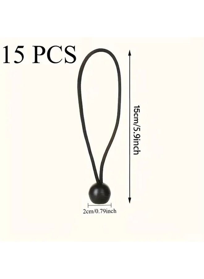 15 قطعة من أربطة الشد السوداء بكرة ثقيلة لربط المظلات والأقمشة في التخييم - Image 1