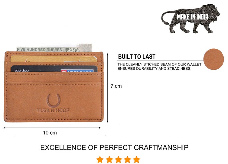 Husk N Hoof RFID Protected Leather Slim Credit Card Holder Wallet for Man Women | Card Holder for Men Woman | Hunter Brown - Image 5