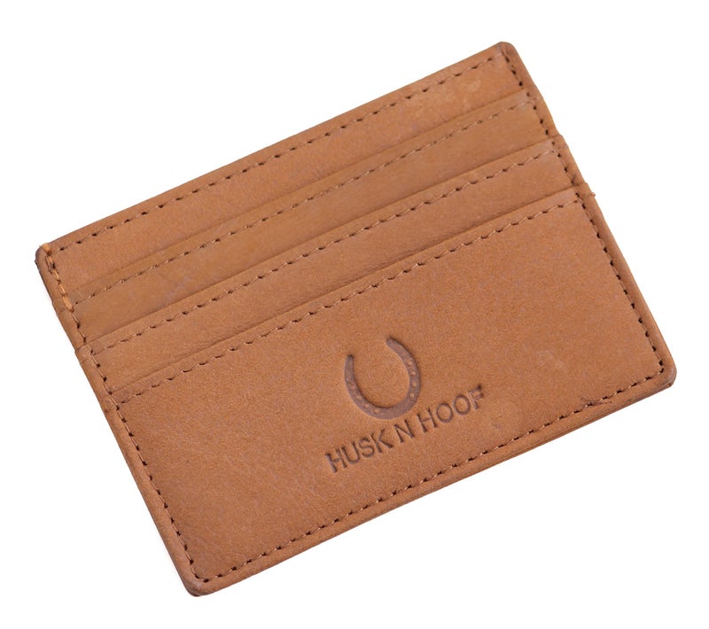 Husk N Hoof RFID Protected Leather Slim Credit Card Holder Wallet for Man Women | Card Holder for Men Woman | Hunter Brown - Image 1