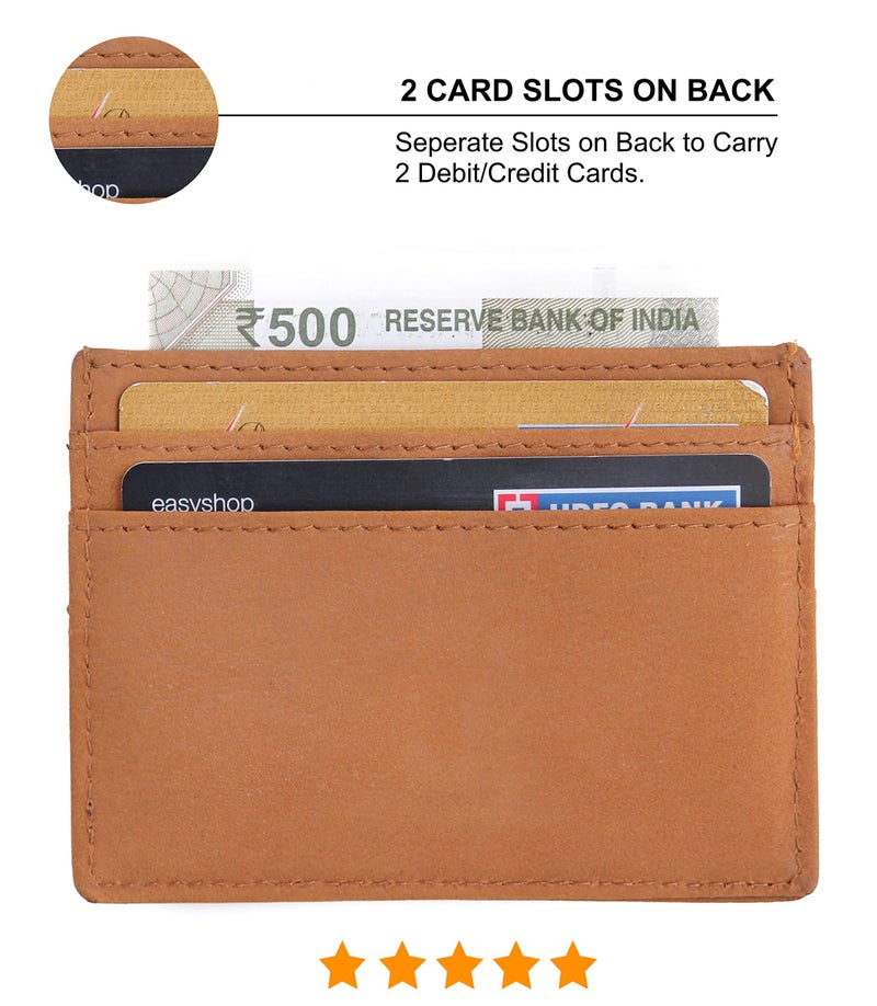 Husk N Hoof RFID Protected Leather Slim Credit Card Holder Wallet for Man Women | Card Holder for Men Woman | Hunter Brown - Image 3