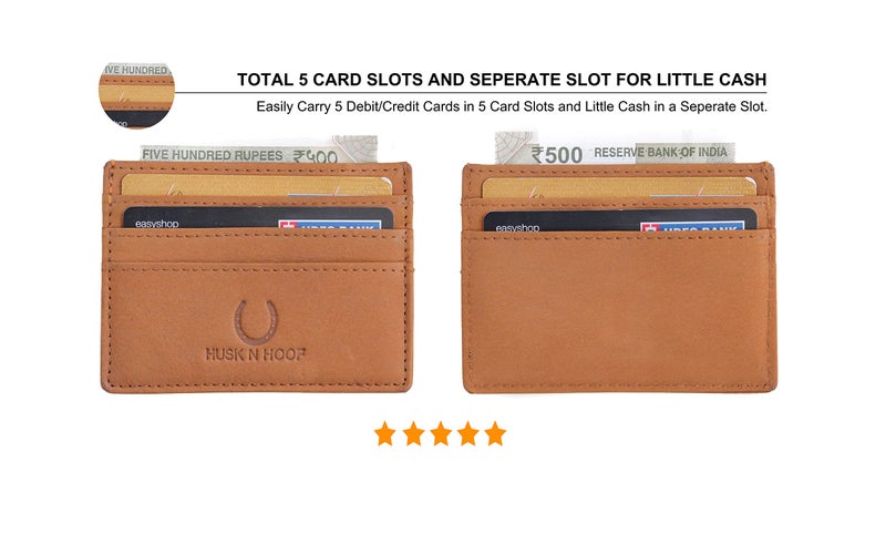 Husk N Hoof RFID Protected Leather Slim Credit Card Holder Wallet for Man Women | Card Holder for Men Woman | Hunter Brown - Image 4