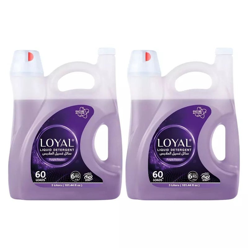 Loyal Enzyme Action Liquid Laundry Detergent With Purple Passion Fragrance For 60 Loads- 2X3Ltr
