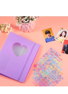 SYOSI Photocard Binder Kpop Photocard Holder Book Sleeves Photocard Korean Stickers, A5 Binder Photocard Album 6 Ring Photocard Binder Card Protectors Pages 200 Cards Darkorchid Colorful  - Image 5