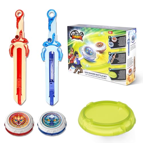INFINITY NADO Battle top Set wth Arena 2 mini Sword Launchers for Beginners 2 Spinning Tops Game Toys Attack Battle Set Starter Pack for Kids Boys Girls 5 - Image 1