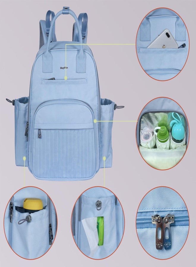 Hap Tim Diaper Bag Backpack, Large Capacity Baby Bag Backpack with Changing Pad,19 Pockets, 2 Stroller Clips, Baby Registry Search, Blue (2252-MLDL) - Image 4