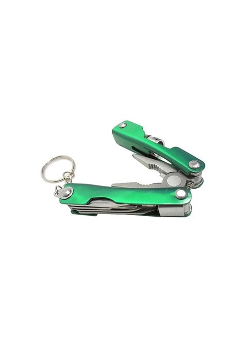 Mini Folding Plier Multitool with Medallion Flashlight (Green)