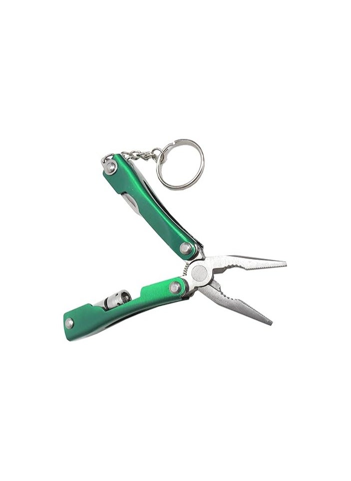 Generic - Mini Folding Plier Multitool with Medallion Flashlight (Green) - Image 1