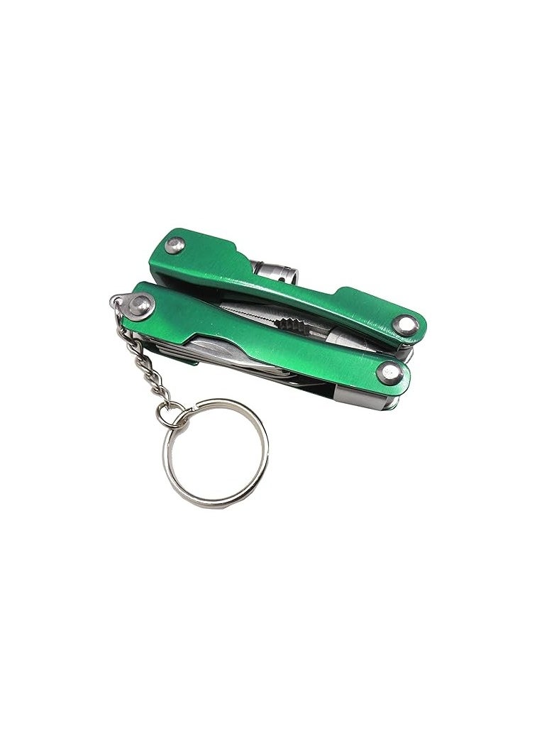 Generic - Mini Folding Plier Multitool with Medallion Flashlight (Green) - Image 1