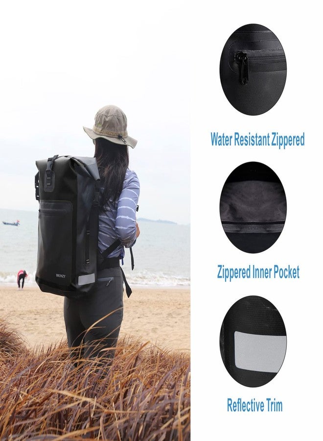 Vogano Waterproof Backpack Waterproof Bag Dry Bags 30L Roll Top Closure Travel Bags For Kayaking Camping Boating Hiking Beach (Black) - Image 4