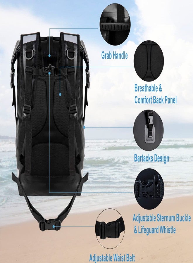 Vogano Waterproof Backpack Waterproof Bag Dry Bags 30L Roll Top Closure Travel Bags For Kayaking Camping Boating Hiking Beach (Black) - Image 3