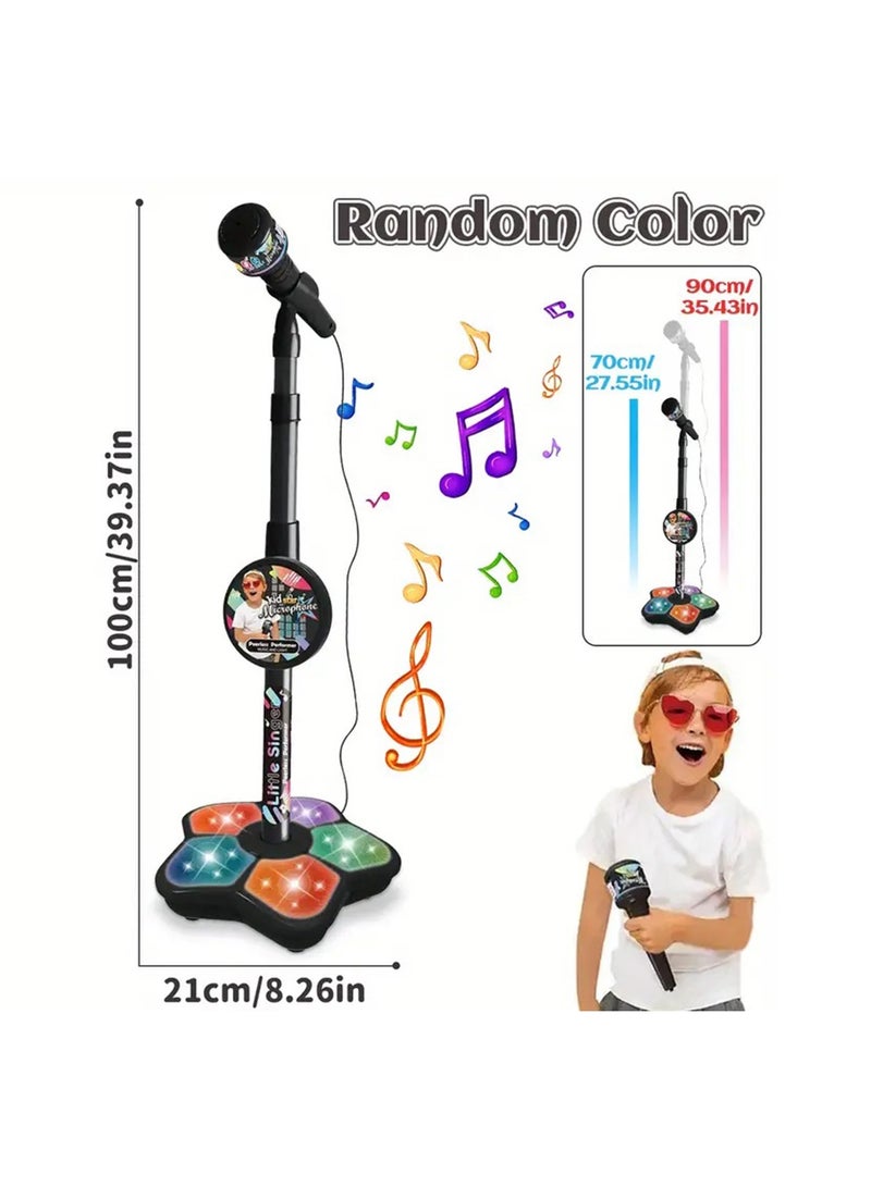 لعبة ميكروفون للأطفال مع حامل، اتصال محسّن لملفات MP3، والهاتف المحمول، وآلة الكاريوكي للأطفال، وهدية عيد ميلاد للفتيات والفتيان | لعبة للأطفال من عمر 4، 5، 6، 7، 8 سنوات فما فوق (أسود) - Image 1