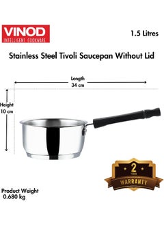 VINOD Tivoli Heavy Gauge Stainless Steel Saucepan/Milk Pot/Tea Pan/Multipurpose Pan with Sandwich Bottom - 1.5 Litre (16cm)|Sturdy Handle,Induction and Gas Stove Friendly  - Image 3