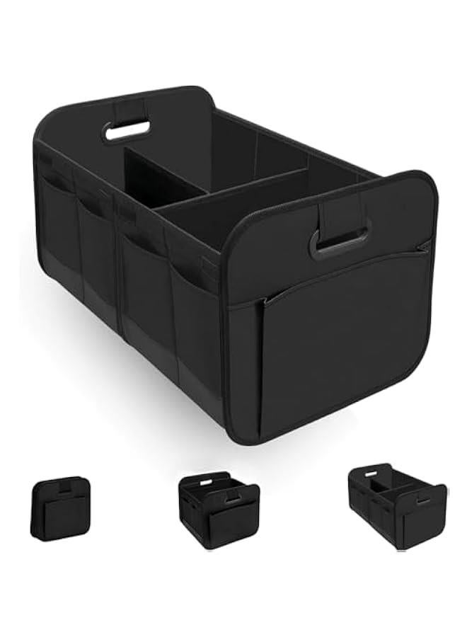 HOOKOR Trunk Organizer for Car,Car Storage,Reinforced Handles,Collapsible Storage Box with Dividers,Foldable and Waterproof,600D Oxford Polyester,Suitable for Any Car,SUV,Van (Black) - Image 1