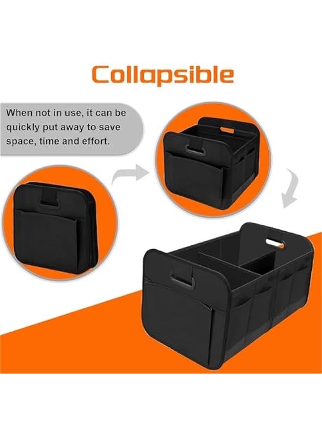 HOOKOR Trunk Organizer for Car,Car Storage,Reinforced Handles,Collapsible Storage Box with Dividers,Foldable and Waterproof,600D Oxford Polyester,Suitable for Any Car,SUV,Van (Black) - Image 2