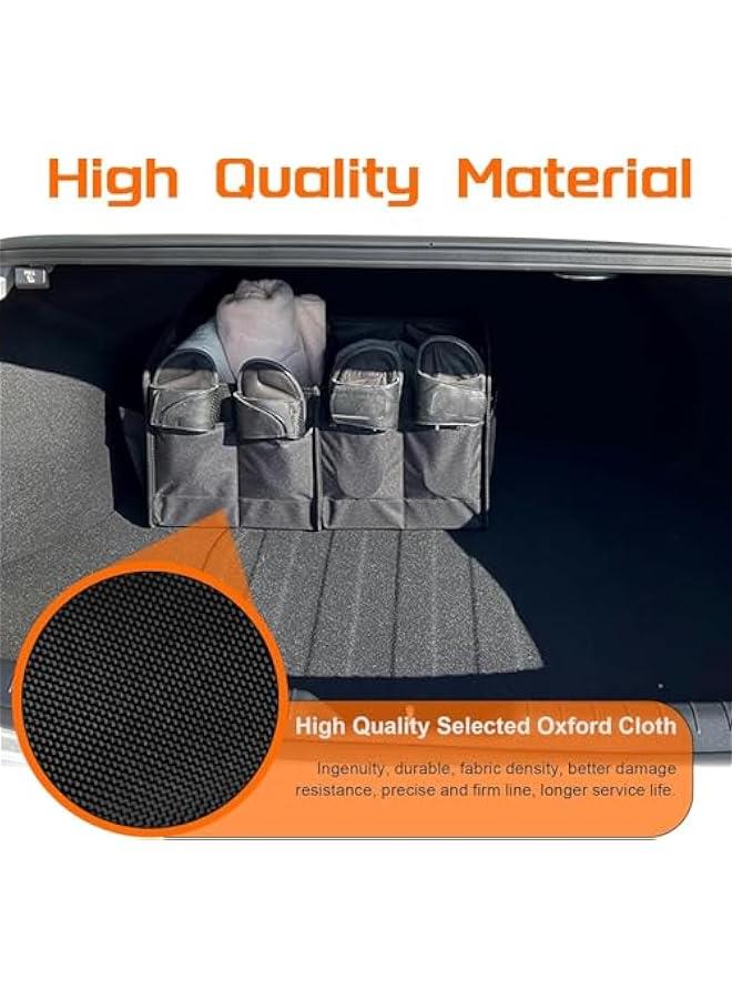 HOOKOR Trunk Organizer for Car,Car Storage,Reinforced Handles,Collapsible Storage Box with Dividers,Foldable and Waterproof,600D Oxford Polyester,Suitable for Any Car,SUV,Van (Black) - Image 3